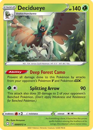 Decidueye 008/072  - Holofoil Shining Fates - Holo Rare