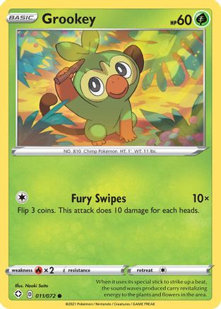 Grookey 011/072  - Reverse Holofoil Shining Fates - Common