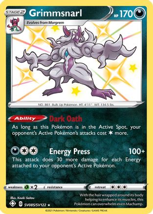 Grimmsnarl SV085/SV122  - Holofoil Shining Fates Shiny Vault - Shiny Holo Rare