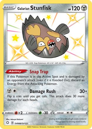 Galarian Stunfisk SV088/SV122  - Holofoil Shining Fates Shiny Vault - Shiny Holo Rare