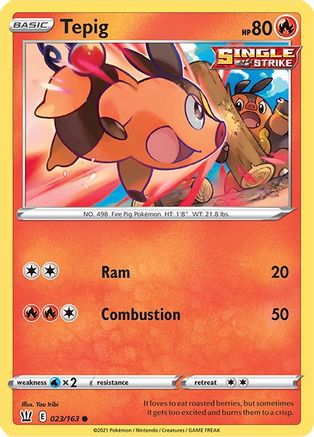 Tepig 023/163  - Reverse Holofoil SWSH05 Battle Styles - Common