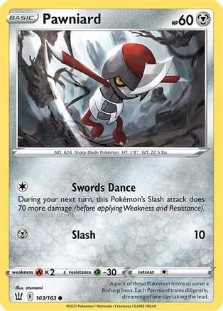 Pawniard 103/163  - Reverse Holofoil SWSH05 Battle Styles - Common