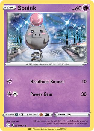 Spoink 055/163  - Reverse Holofoil SWSH05 Battle Styles - Common