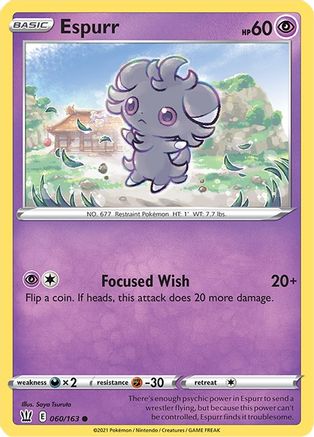 Espurr 060/163  - Reverse Holofoil SWSH05 Battle Styles - Common