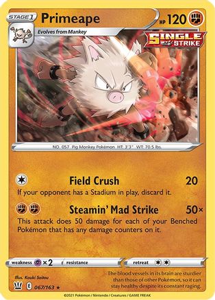 Primeape 067/163  - Reverse Holofoil SWSH05 Battle Styles - Rare