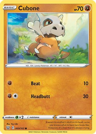 Cubone 069/163  - Reverse Holofoil SWSH05 Battle Styles - Common