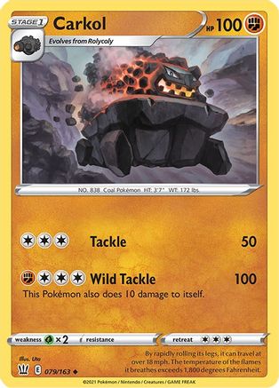 Carkol 079/163  - Reverse Holofoil SWSH05 Battle Styles - Uncommon