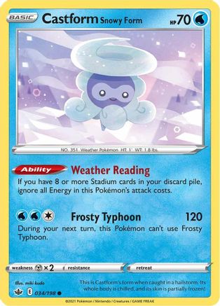 Castform Snowy Form 034/198  SWSH06 Chilling Reign - Common