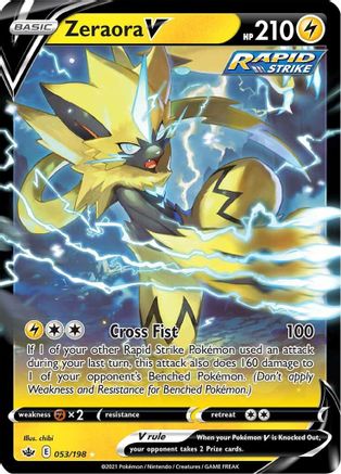 Zeraora V 053/198  - Holofoil SWSH06 Chilling Reign - Ultra Rare