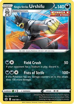 Single Strike Urshifu 108/198  - Holofoil SWSH06 Chilling Reign - Holo Rare