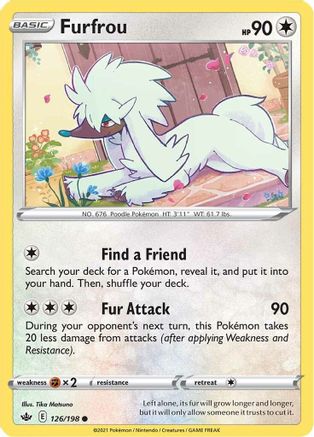 Furfrou 126/198  - Reverse Holofoil SWSH06 Chilling Reign - Common