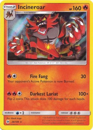Incineroar 026/149  - Holofoil Miscellaneous Cards & Products - Holo Rare