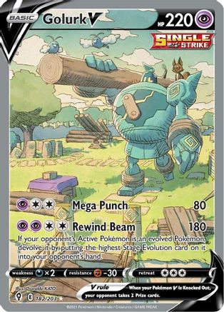 Golurk V (Alternate Full Art) 182/203  - Holofoil SWSH07 Evolving Skies - Ultra Rare