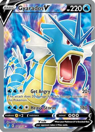 Gyarados V (Full Art) 171/203  - Holofoil SWSH07 Evolving Skies - Ultra Rare