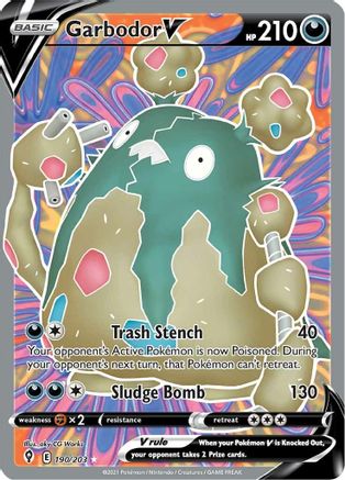 Garbodor V (Full Art) 190/203  - Holofoil SWSH07 Evolving Skies - Ultra Rare