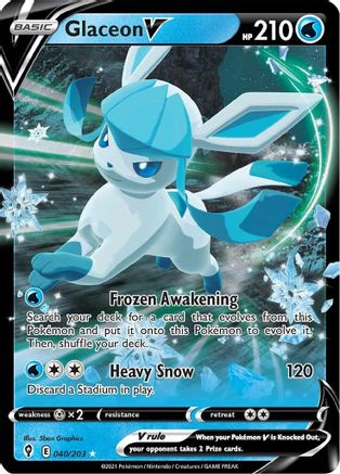 Glaceon V 040/203  - Holofoil SWSH07 Evolving Skies - Ultra Rare
