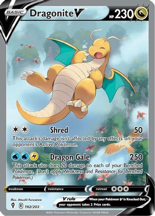 Dragonite V (Alternate Full Art) 192/203  - Holofoil SWSH07 Evolving Skies - Ultra Rare