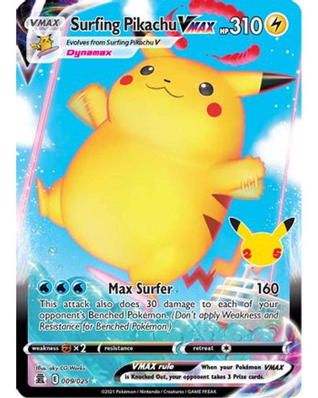 Surfing Pikachu VMAX 009/025  - Holofoil Celebrations - Ultra Rare
