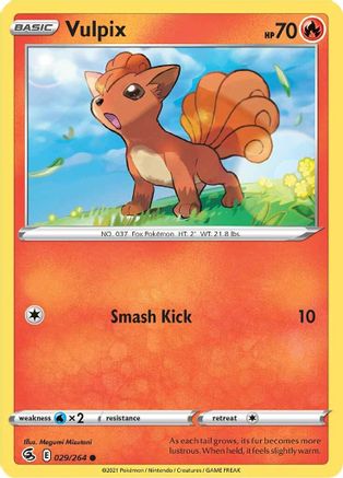Vulpix (29) 029/264  - Reverse Holofoil SWSH08 Fusion Strike - Common