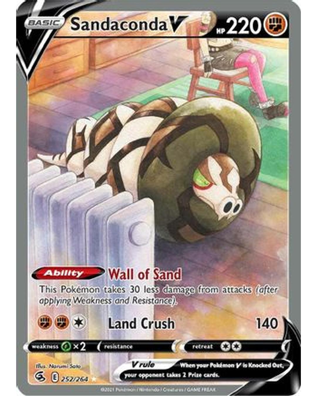 Sandaconda V (Alternate Full Art) 252/264  - Holofoil SWSH08 Fusion Strike - Ultra Rare