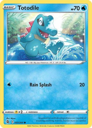 Totodile 055/264  - Reverse Holofoil SWSH08 Fusion Strike - Common
