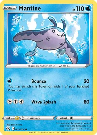 Mantine 061/264  - Reverse Holofoil SWSH08 Fusion Strike - Common