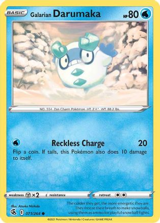 Galarian Darumaka 071/264  - Reverse Holofoil SWSH08 Fusion Strike - Common
