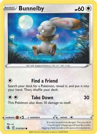 Bunnelby 214/264  - Reverse Holofoil SWSH08 Fusion Strike - Common