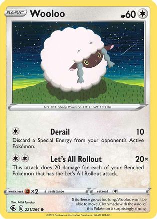 Wooloo (221) 221/264  - Reverse Holofoil SWSH08 Fusion Strike - Common