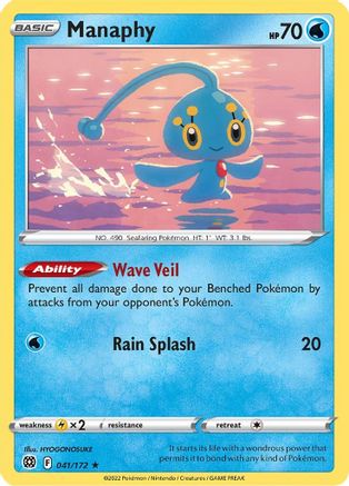 Manaphy 041/172  - Reverse Holofoil SWSH09 Brilliant Stars - Rare