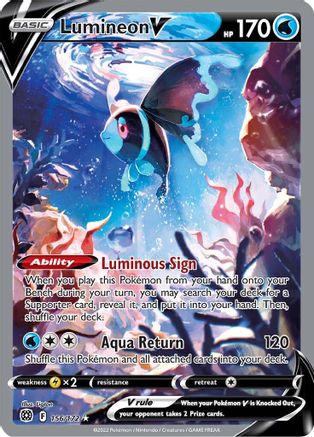 Lumineon V (Alternate Full Art) 156/172  - Holofoil SWSH09 Brilliant Stars - Ultra Rare