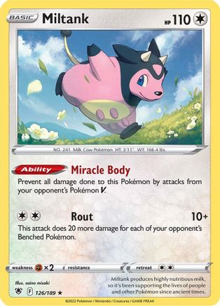 Miltank 126/189  - Holofoil SWSH10 Astral Radiance - Holo Rare