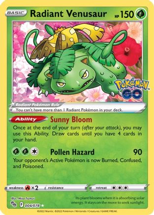 Radiant Venusaur 004/078  - Holofoil Pokemon GO - Radiant Rare