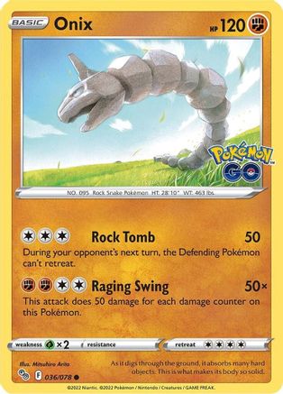 Onix 036/078  - Reverse Holofoil Pokemon GO - Common