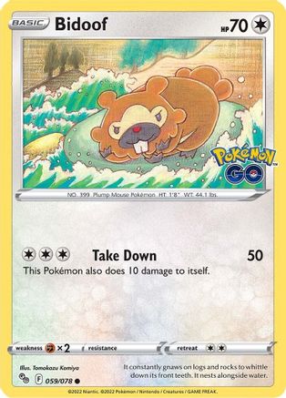 Bidoof 059/078  - Reverse Holofoil Pokemon GO - Common