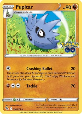Pupitar 038/078  - Reverse Holofoil Pokemon GO - Uncommon
