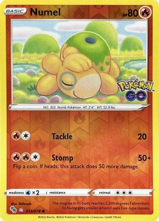 Numel (Peelable Ditto) 013/078  - Reverse Holofoil Pokemon GO - Common