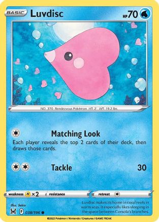 Luvdisc 038/196  - Reverse Holofoil SWSH11 Lost Origin - Common