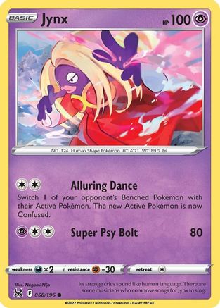Jynx 068/196  - Reverse Holofoil SWSH11 Lost Origin - Common