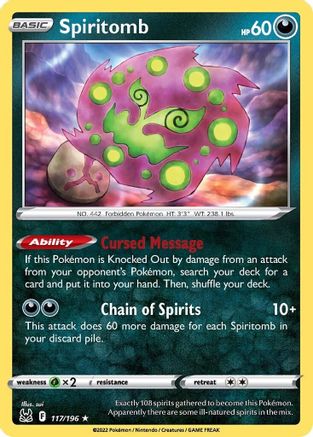 Spiritomb 117/196  - Reverse Holofoil SWSH11 Lost Origin - Rare