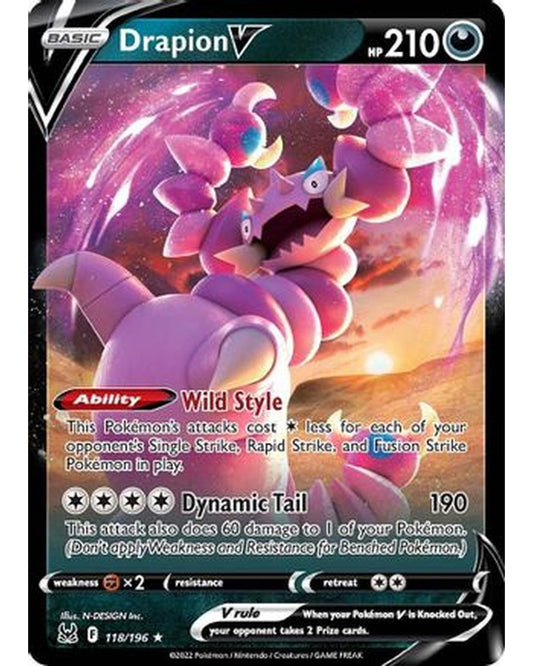 Drapion V 118/196  - Holofoil SWSH11 Lost Origin - Ultra Rare