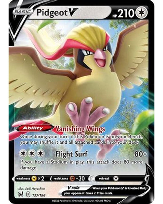 Pidgeot V 137/196  - Holofoil SWSH11 Lost Origin - Ultra Rare