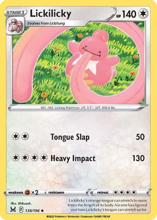 Lickilicky 139/196  - Reverse Holofoil SWSH11 Lost Origin - Uncommon