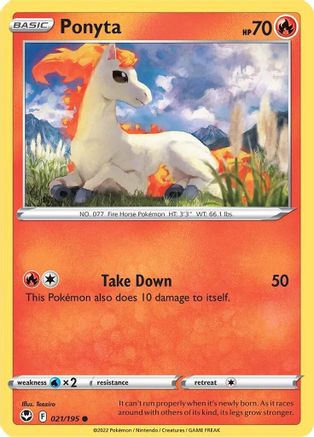 Ponyta 021/195  - Reverse Holofoil SWSH12 Silver Tempest - Common