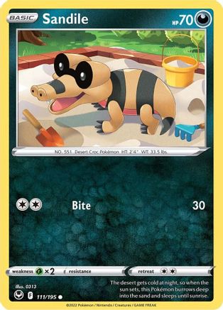 Sandile 111/195  - Reverse Holofoil SWSH12 Silver Tempest - Common