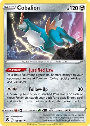 Cobalion 126/195  SWSH12 Silver Tempest - Rare
