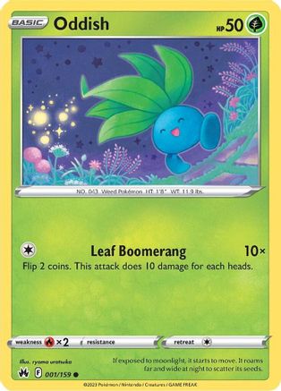 Oddish 001/159  - Reverse Holofoil Crown Zenith - Common