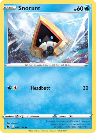 Snorunt 034/159  - Reverse Holofoil Crown Zenith - Common