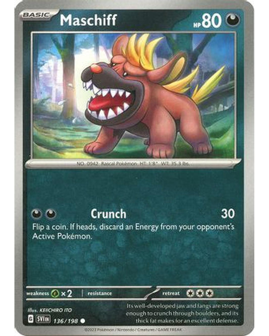 Maschiff 136/198  - Reverse Holofoil SV01 Scarlet & Violet Base Set - Common