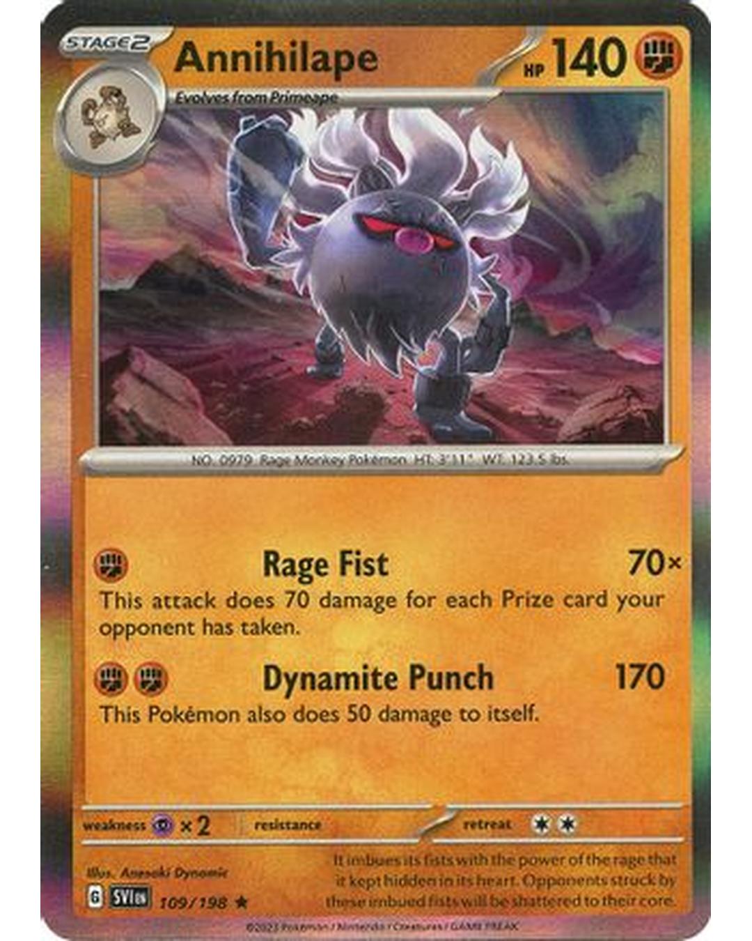 Annihilape 109/198  - Reverse Holofoil SV01 Scarlet & Violet Base Set - Rare